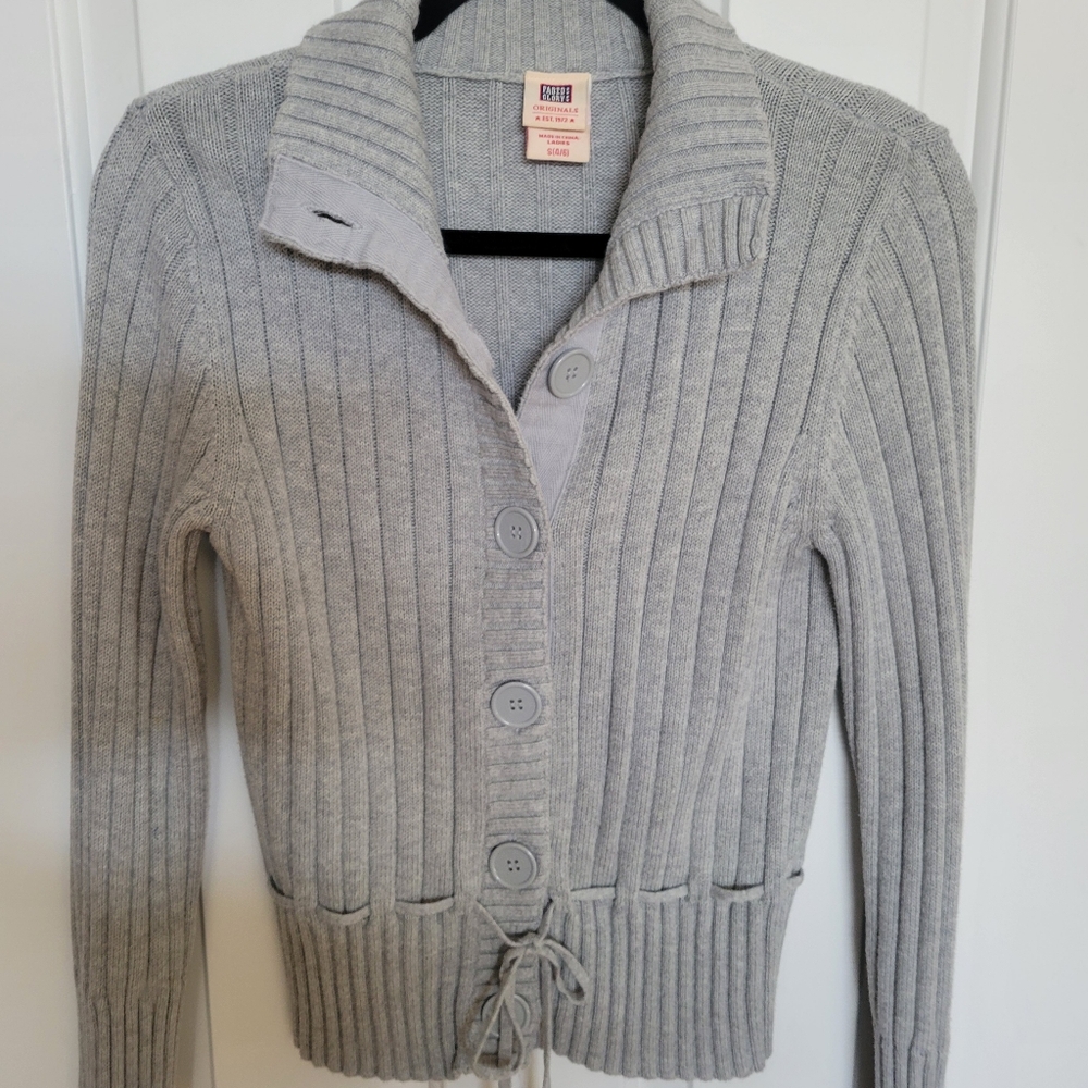 Super Cute Button Down Sweater With Belted Waist - Picture 2 of 7